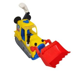 Disney Mickey‎ Mouse Goofy Construction Bulldozer Toy Yellow Red Bucket